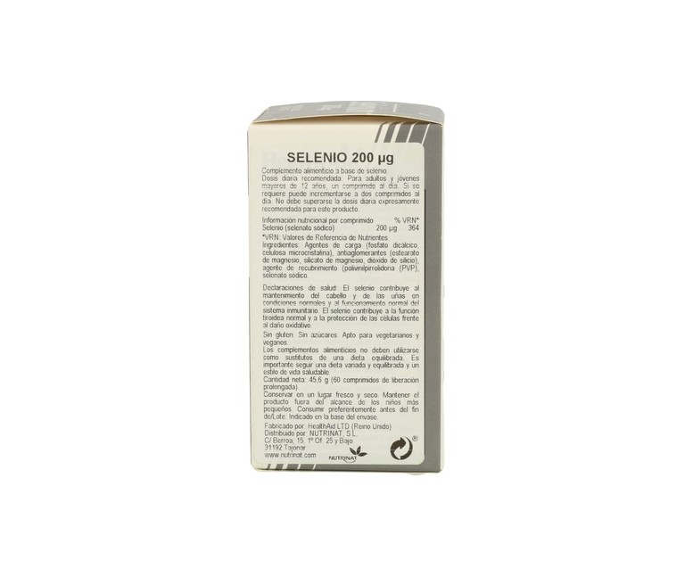 Selenium 200 mcg 60 comprimidos Health Aid