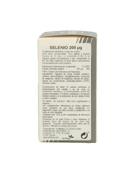 Selenium 200 mcg 60 comprimidos Health Aid