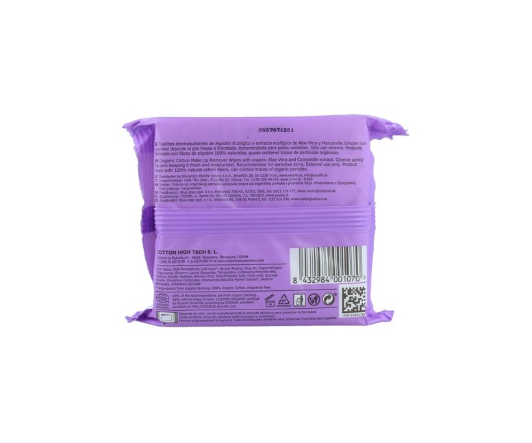 Toallitas de Demaquillar 20 unidades Masmi Natural Cotton