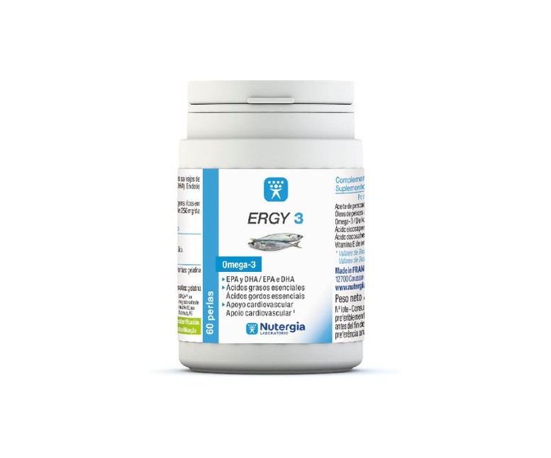 Ergy 3 omega 3, DHA y EPA 60 perlas Nutergia