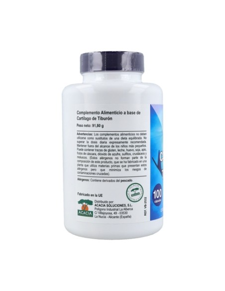 Cartílago de tiburón 100 cápsulas de 800mg Vbyotics
