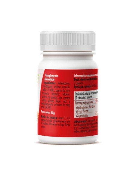 Ginseng rojo coreano 60 cápsulas de 500mg GHF