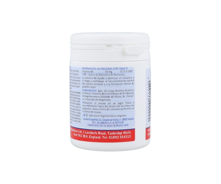 Vitamina B6 100 tabletas de 50mg Lamberts