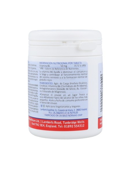 Vitamina B6 100 tabletas de 50mg Lamberts