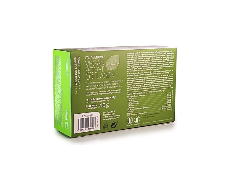 Colagenova colágeno vegano té verde + limón 21 sobres de 10g Vaminter