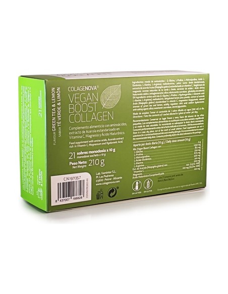 Colagenova colágeno vegano té verde + limón 21 sobres de 10g Vaminter