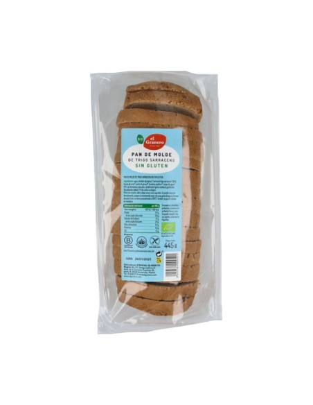 Pack Pan de Molde con Trigo Sarraceno sin Gluten Bio 6 unidades de 445 g El Granero Integral