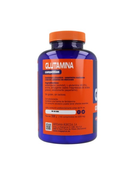 Glutamina competition masticable (Sabor frutos del Bosque) 140 comprimidos Mega Plus