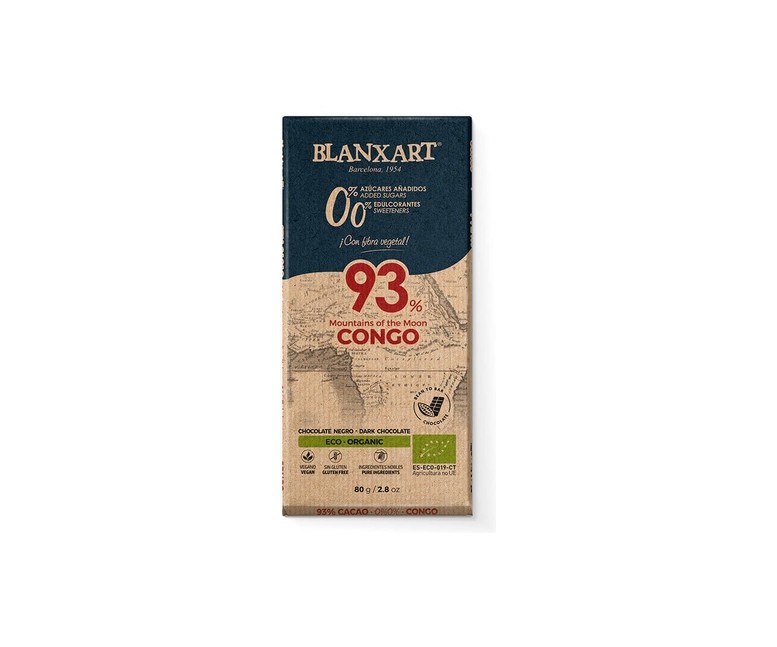 Pack Chocolate negro 93% Congo Eco (0% azúcares añadidos) 12 unidades de 80 g Blanxart