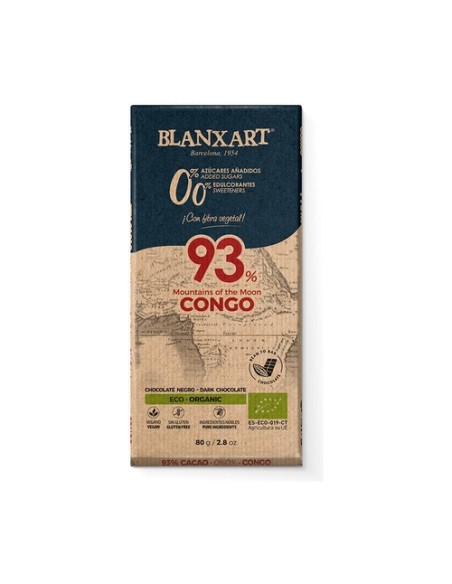 Pack Chocolate negro 93% Congo Eco (0% azúcares añadidos) 12 unidades de 80 g Blanxart