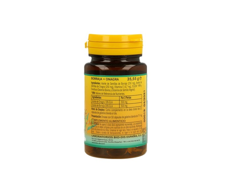Borraja y Onagra 50 perlas de 500mg Nature essential