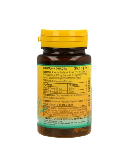 Borraja y Onagra 50 perlas de 500mg Nature essential
