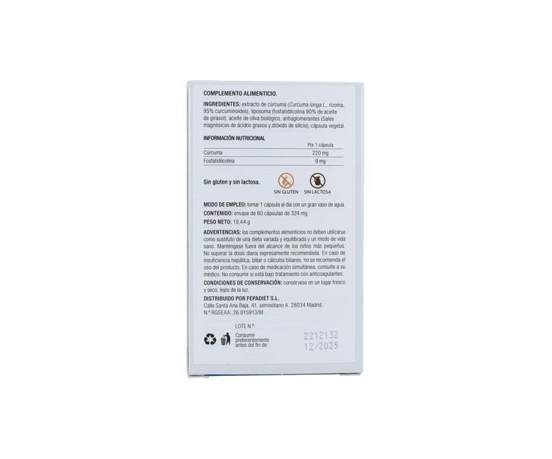 Cúrcuma Liposomada 60 cápsulas de 324mg Fepa