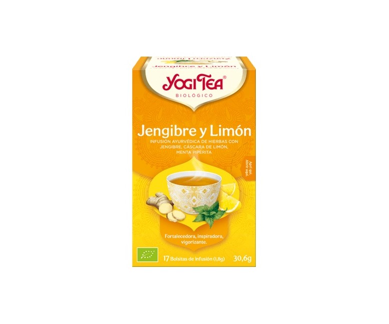 Infusión ayurvédica Jengibre y Limón 17 bolsitas infusoras de 1.8g Yogi Tea