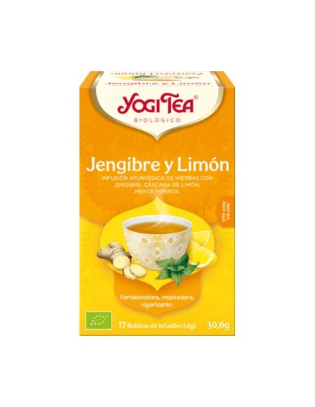Infusión ayurvédica Jengibre y Limón 17 bolsitas infusoras de 1.8g Yogi Tea