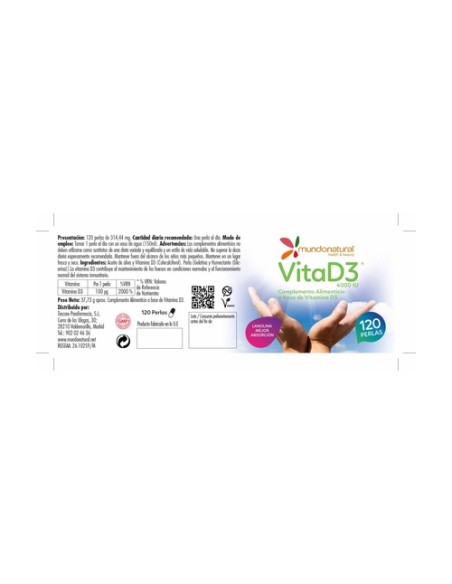 Vita D3 4000 UI 120 perlas Mundonatural