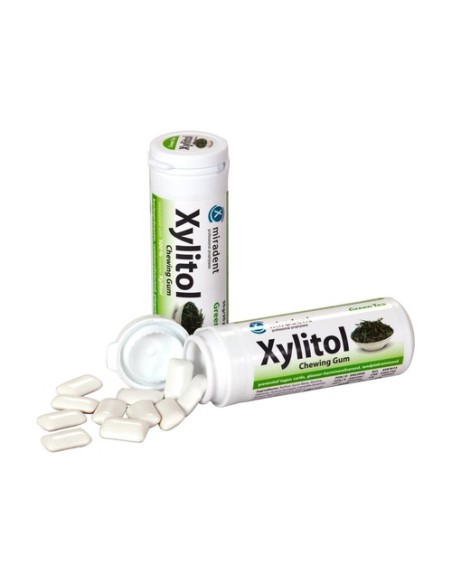 Xylitol chicle sabor té verde bote 30 chicles Miradent
