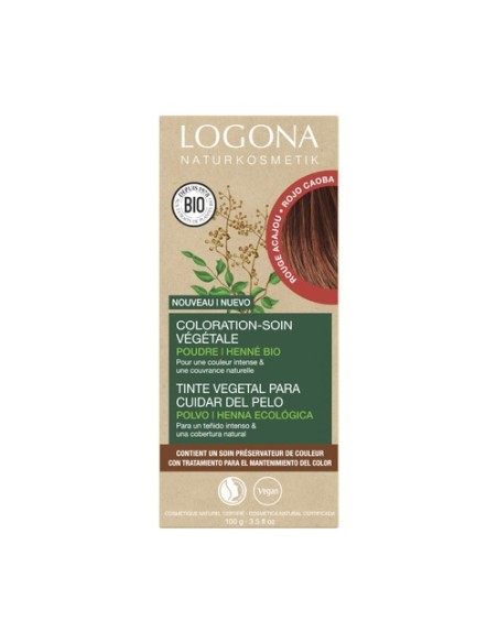 Tinte colorante vegetal cobre intenso (Fame Red) 100 g Logona