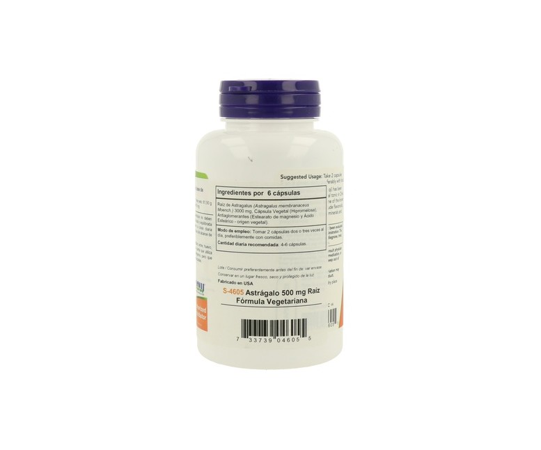 Astrágalo 500 mg 100 cápsulas (500mg) NOW Foods
