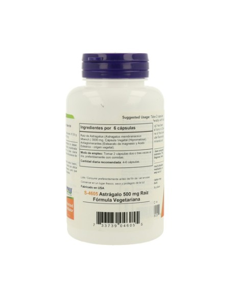 Astrágalo 500 mg 100 cápsulas (500mg) NOW Foods