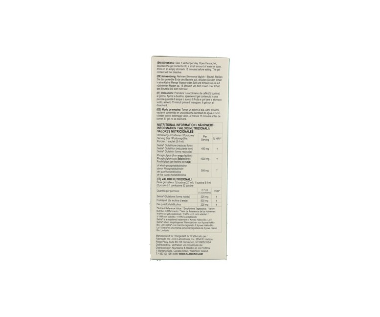 Altrient GSH - Liposomal Glutathione 30 sobres Altrient/Results RNA/Neutrient