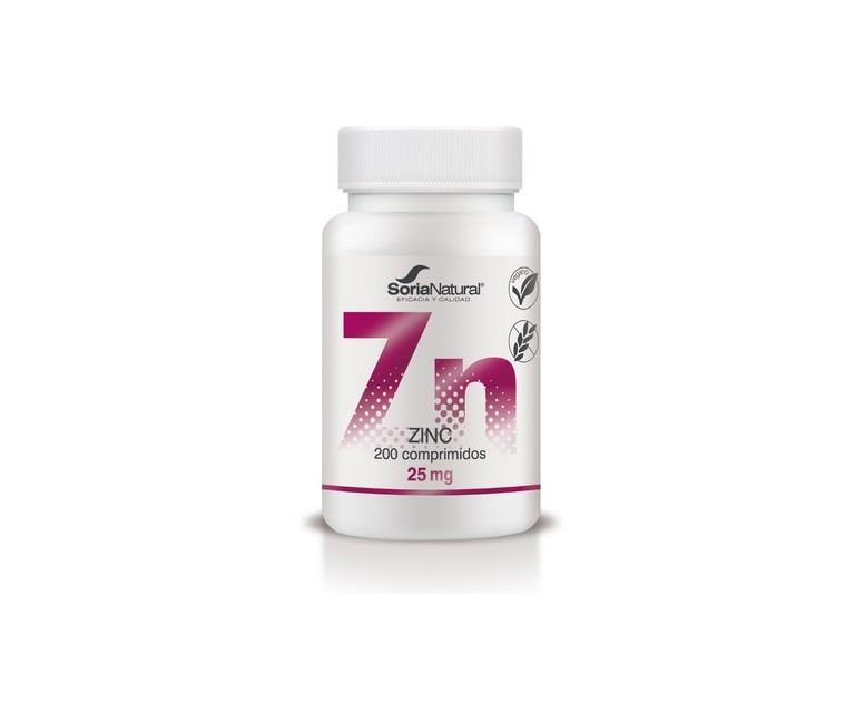 Zinc liberación sostenida 200 comprimidos de 25mg Soria Natural