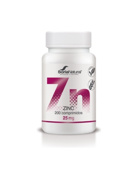 Zinc liberación sostenida 200 comprimidos de 25mg Soria Natural