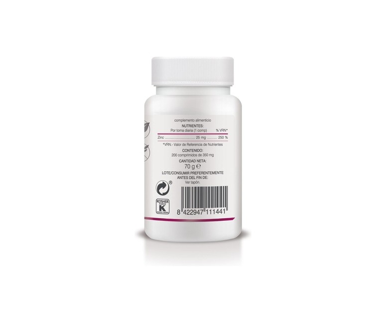 Zinc liberación sostenida 200 comprimidos de 25mg Soria Natural