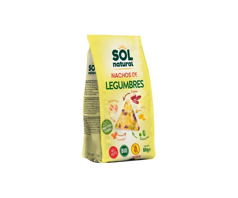Nachos de maíz con legumbres sin gluten Bio 80 g Sol Natural