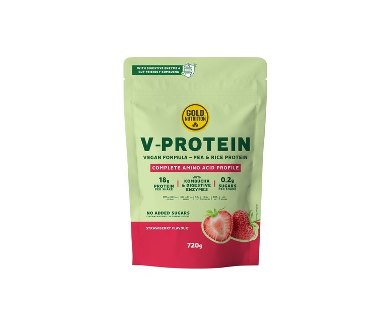 Proteína vegana sabor fresa 720 g de polvo Gold Nutrition