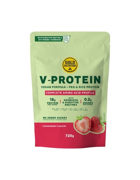 Proteína vegana sabor fresa 720 g de polvo Gold Nutrition