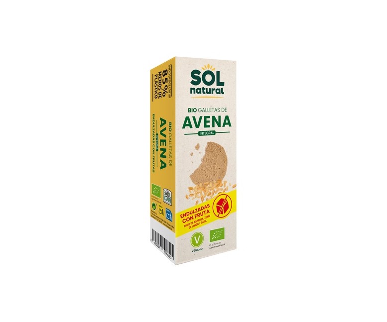 Galletas de avena endulzadas con fruta Bio 175 g (Agave - Avena) Sol Natural