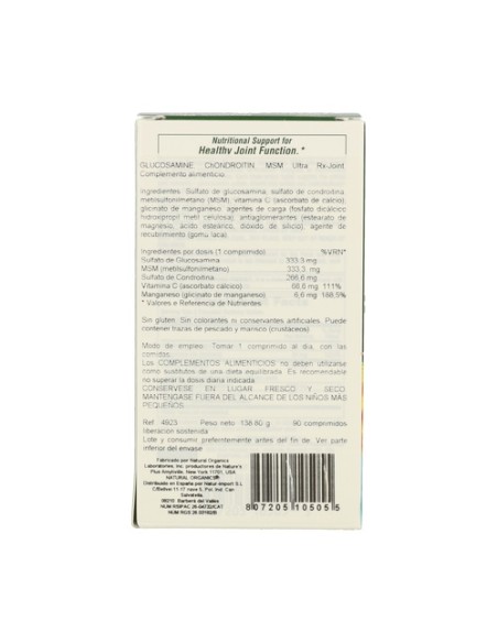 Glucosamina Chondroitin Msm Ultra Rx-Joint 90 comprimidos Natures Plus