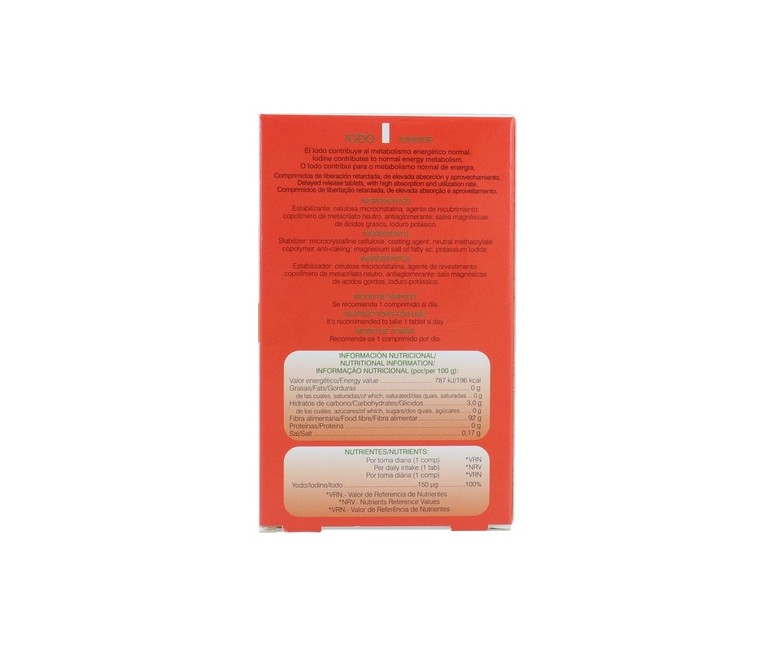 Iodo liberación sostenida 48 comprimidos de 200mg Soria Natural