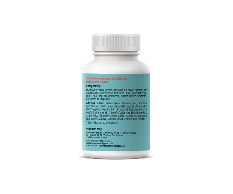Pelo sano para gatos y perros 100 comprimidos masticables de 1 g Healthy Pets