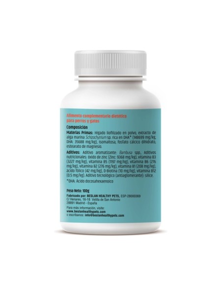 Pelo sano para gatos y perros 100 comprimidos masticables de 1 g Healthy Pets