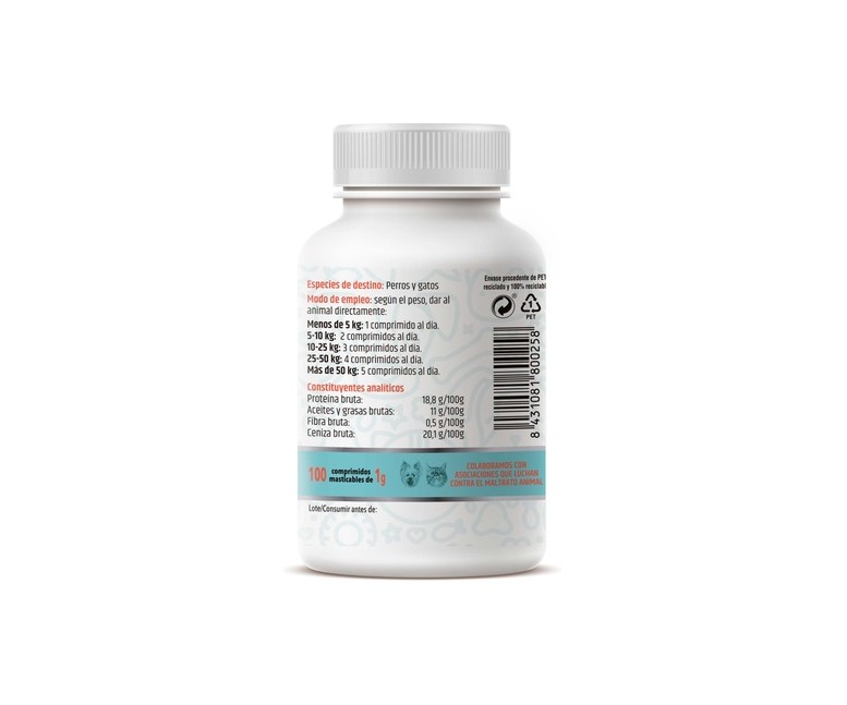 Pelo sano para gatos y perros 100 comprimidos masticables de 1 g Healthy Pets