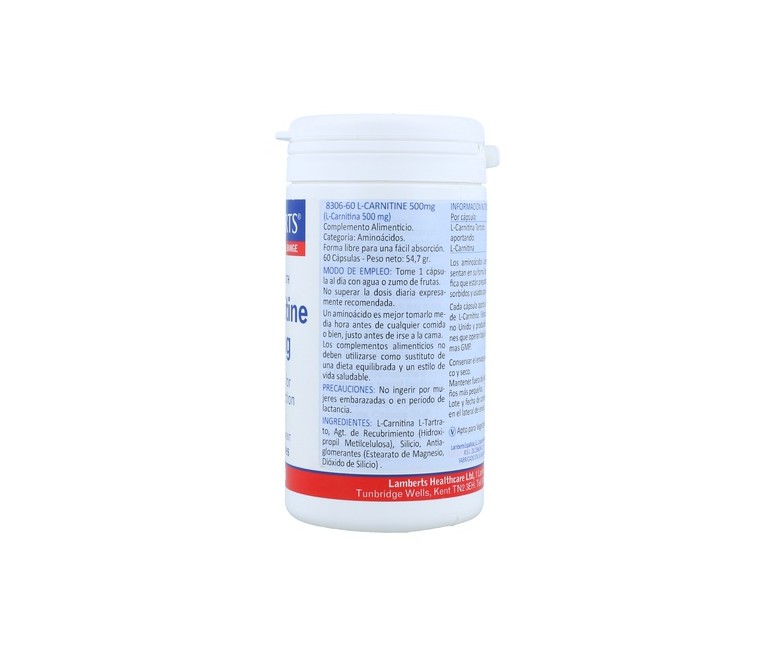 L-Carnitina 60 cápsulas de 500mg Lamberts