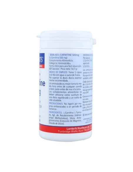 L-Carnitina 60 cápsulas de 500mg Lamberts