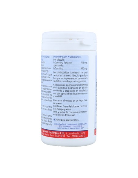 L-Carnitina 60 cápsulas de 500mg Lamberts