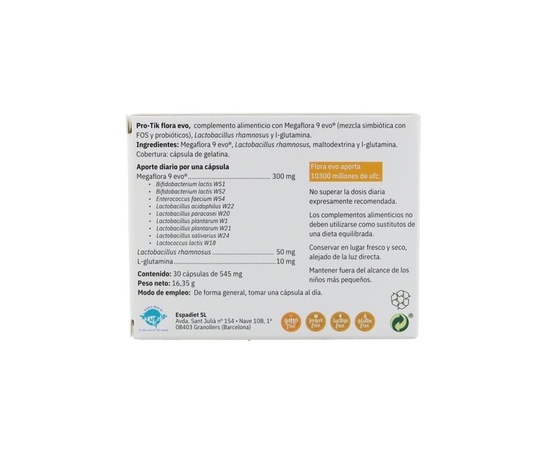 Pro-tik flora evo 30 cápsulas de 500g Espadiet