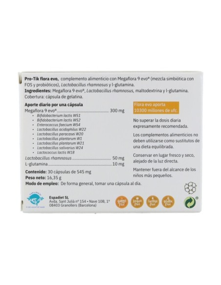 Pro-tik flora evo 30 cápsulas de 500g Espadiet