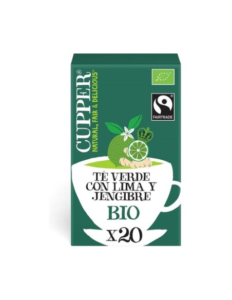 Infusión té verde con lima y jengibre Bio 20 bolsitas infusoras Cupper