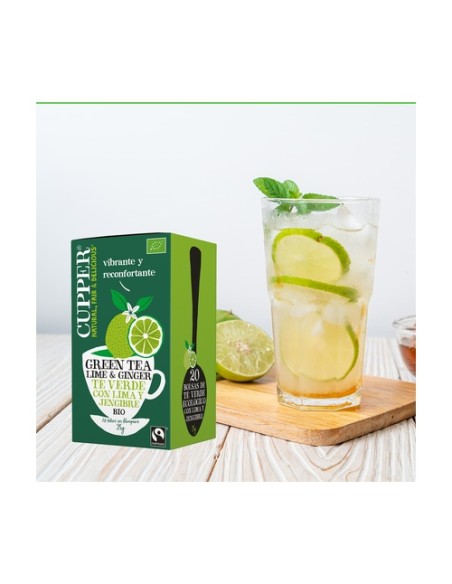 Infusión té verde con lima y jengibre Bio 20 bolsitas infusoras Cupper