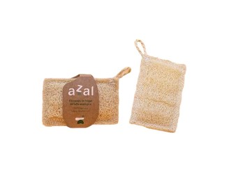 Estropajo de luffa con asa ergonómico. 12 X 7 cm