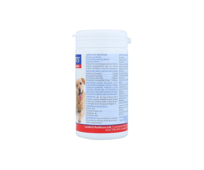 Pet Nutrition Multivitaminas y minerales para perros 90 tabletas Lamberts