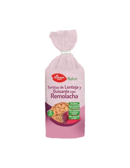 Pack Tortitas de Lenteja y Guisante con Remolacha 12 unidades de 122 g El Granero Integral