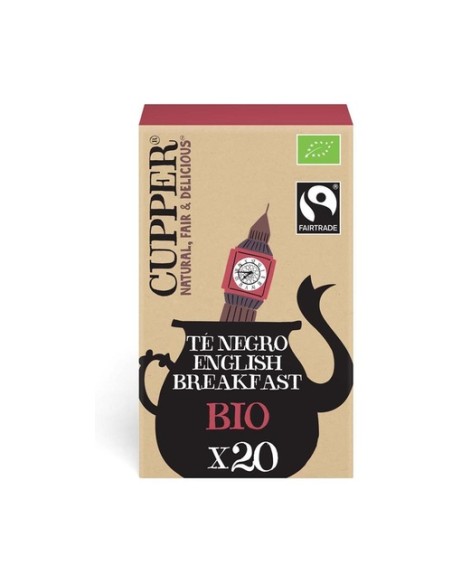 Infusión té negro classic english breakfast Bio 20 bolsitas infusoras Cupper