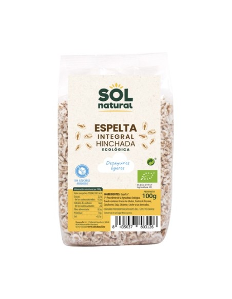 Espelta integral hinchada Bio 100 g Sol Natural