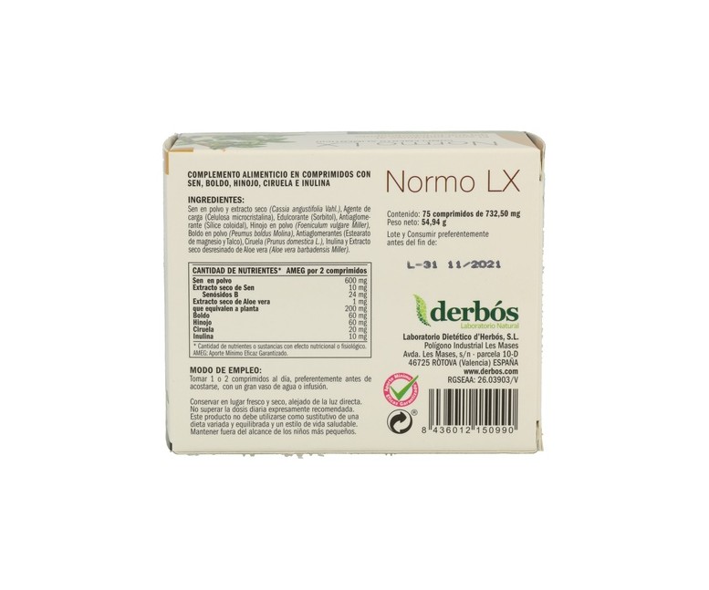 Normo Lx 75 comprimidos Derbós